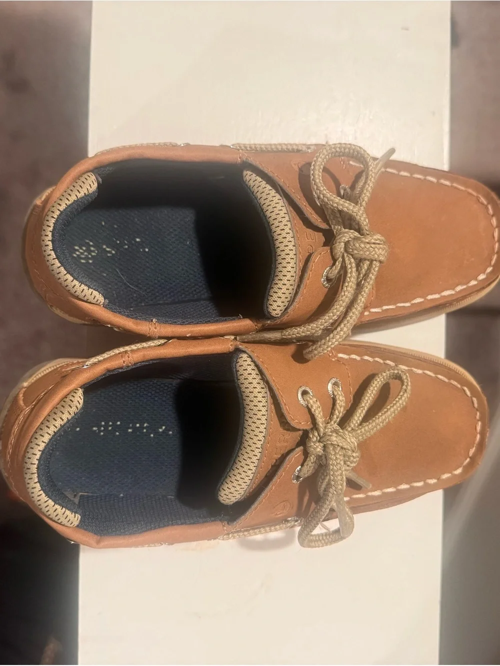 Sperry Kids Tan Leather Lace-Up Boat Shoes